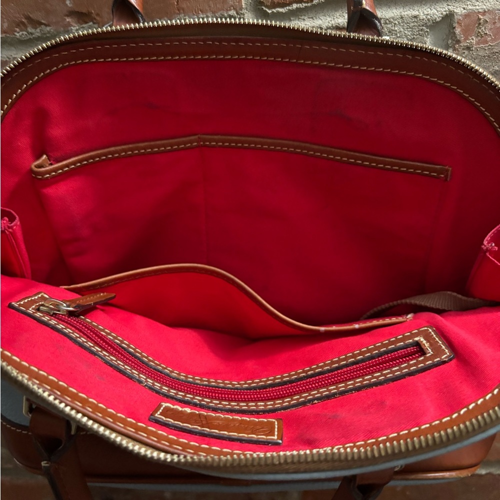 DOONEY & BOURKE Blue Pebble Grain Zip Zip Satchel Leather Dome Purse *Read - Picture 9 of 11